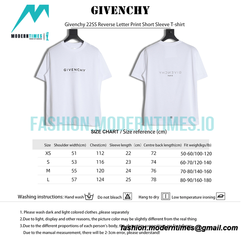 Givenchy - 22SS Reverse Letter Print Short Sleeve T-shirt