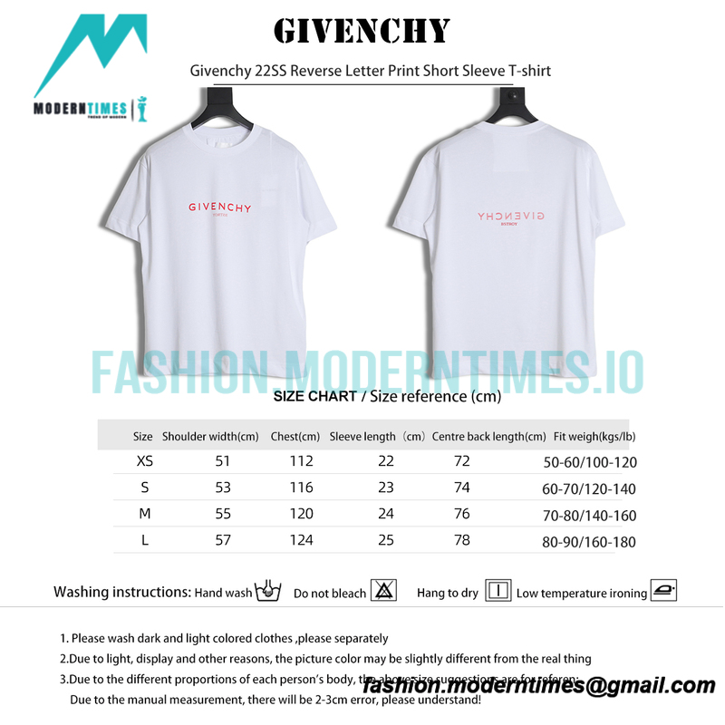 Givenchy - 22SS Reverse Letter Print Short Sleeve T-shirt
