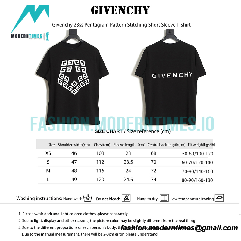 Givenchy - 23ss Pentagram Pattern Stitching Short Sleeve T-shirt