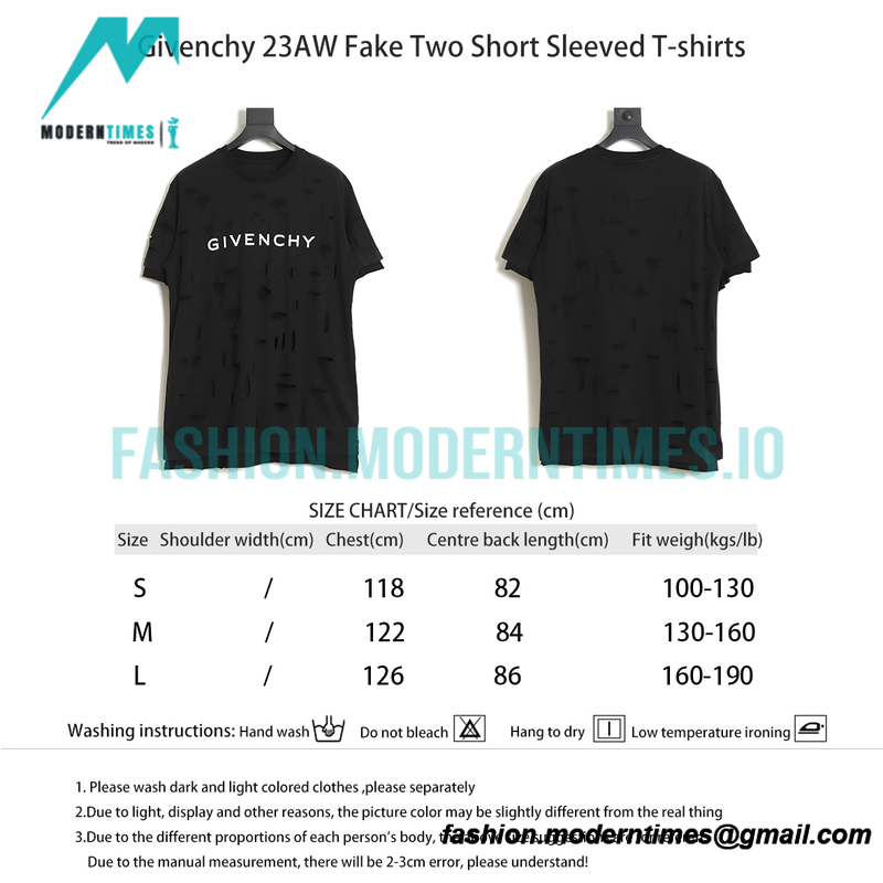 Givenchy - 23AW Body Ripped Fake Two Short Sleeved T-shirts