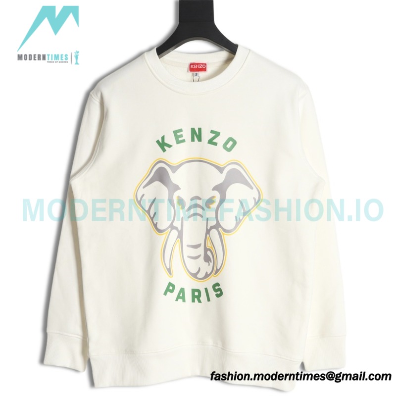 Kenzo - 23FW Elephant Print Crew Neck Hoodie