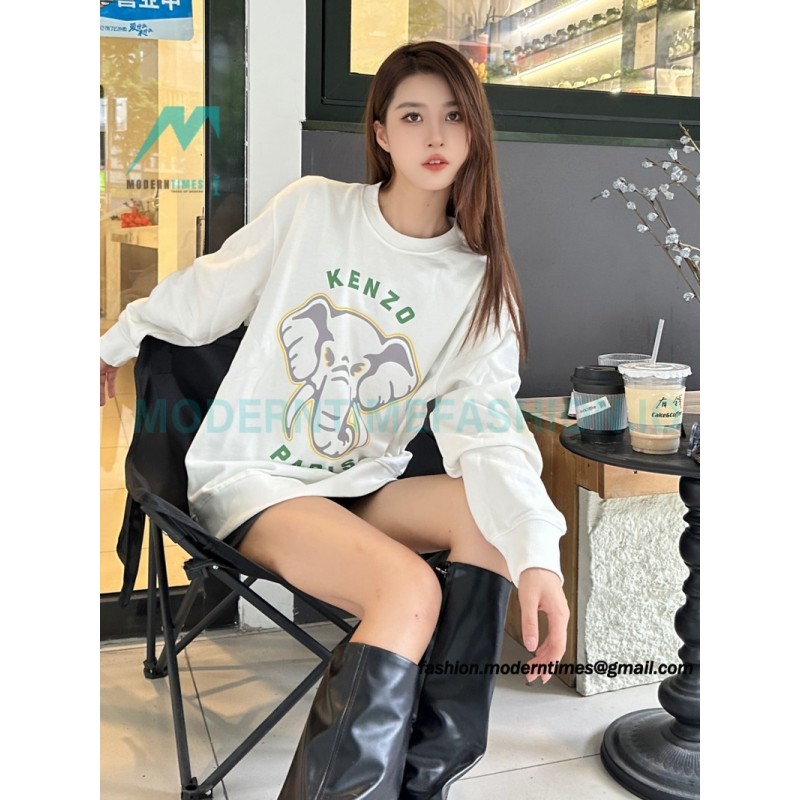 Kenzo - 23FW Elephant Print Crew Neck Hoodie