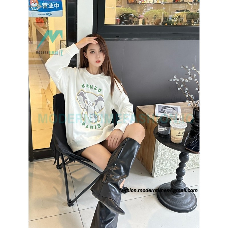 Kenzo - 23FW Elephant Print Crew Neck Hoodie