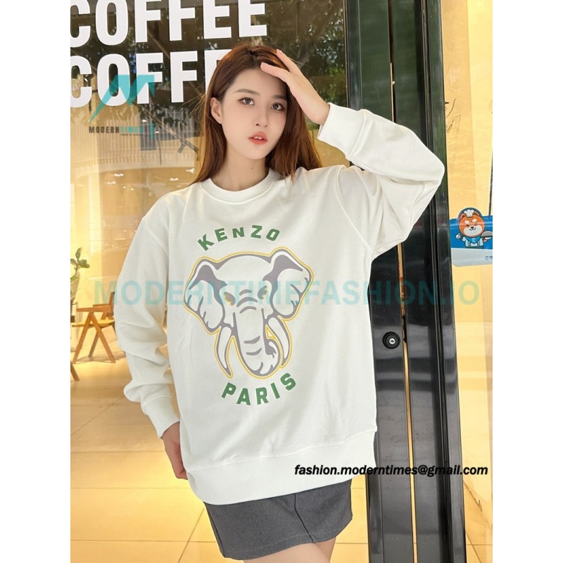 Kenzo - 23FW Elephant Print Crew Neck Hoodie