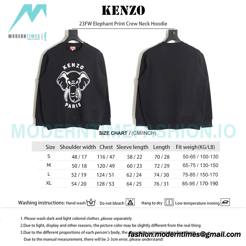 Kenzo - 23FW Elephant Print Crew Neck Hoodie
