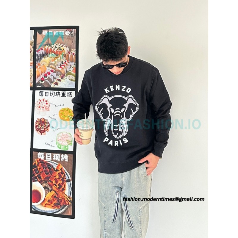 Kenzo - 23FW Elephant Print Crew Neck Hoodie