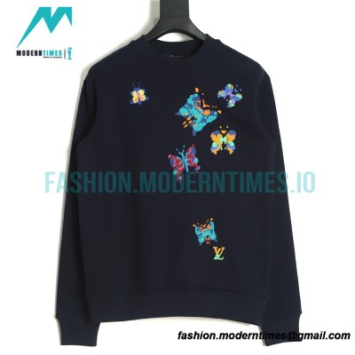Louis Vuitton - 22FW Butterfly Embroidered Crew Neck Hoodie