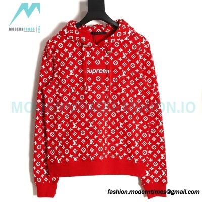 Louis vuitton - Supreme Co-brand Full Print Red Hoodie