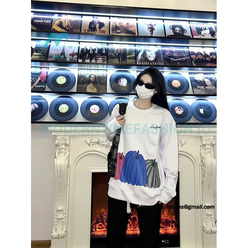 Louis Vuitton - Yayoi Kusama 23ss Pumpkin Print Cotton Crewneck Hoodie
