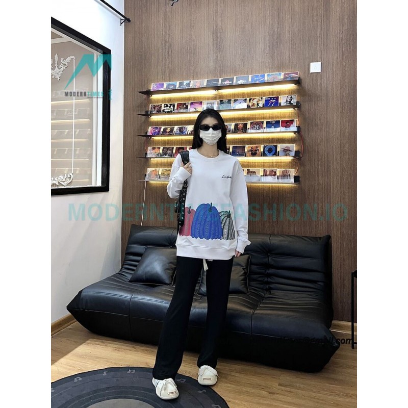 Louis Vuitton - Yayoi Kusama 23ss Pumpkin Print Cotton Crewneck Hoodie