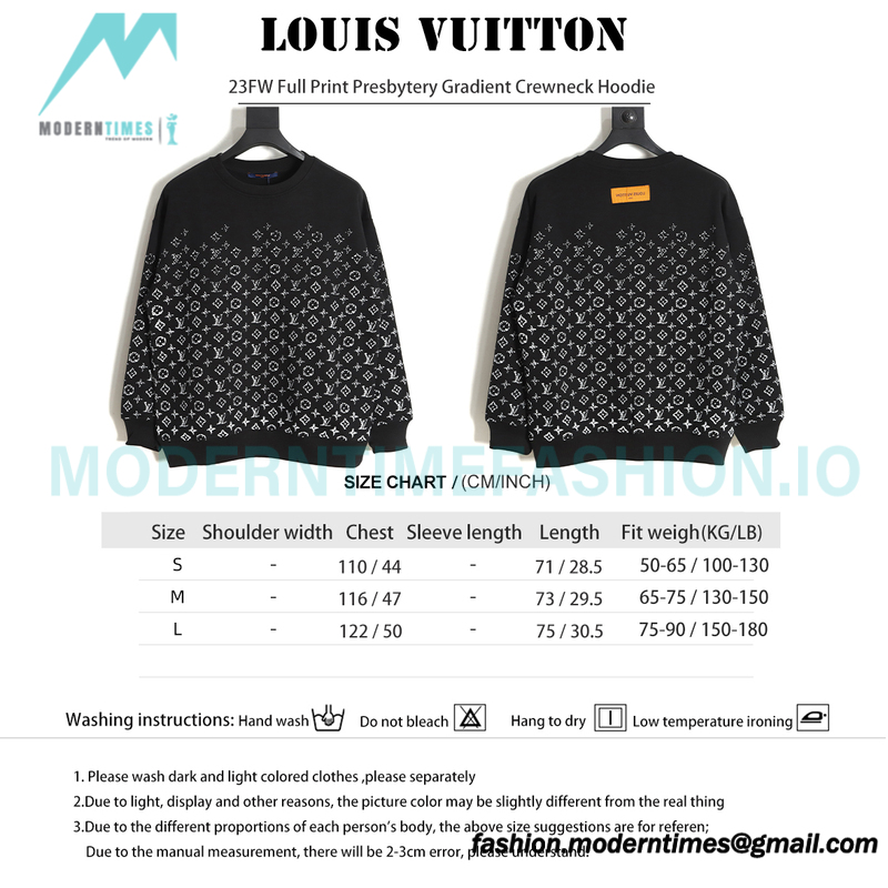 Louis Vuitton - 23FW Full Print Presbytery Gradient Crewneck Hoodie