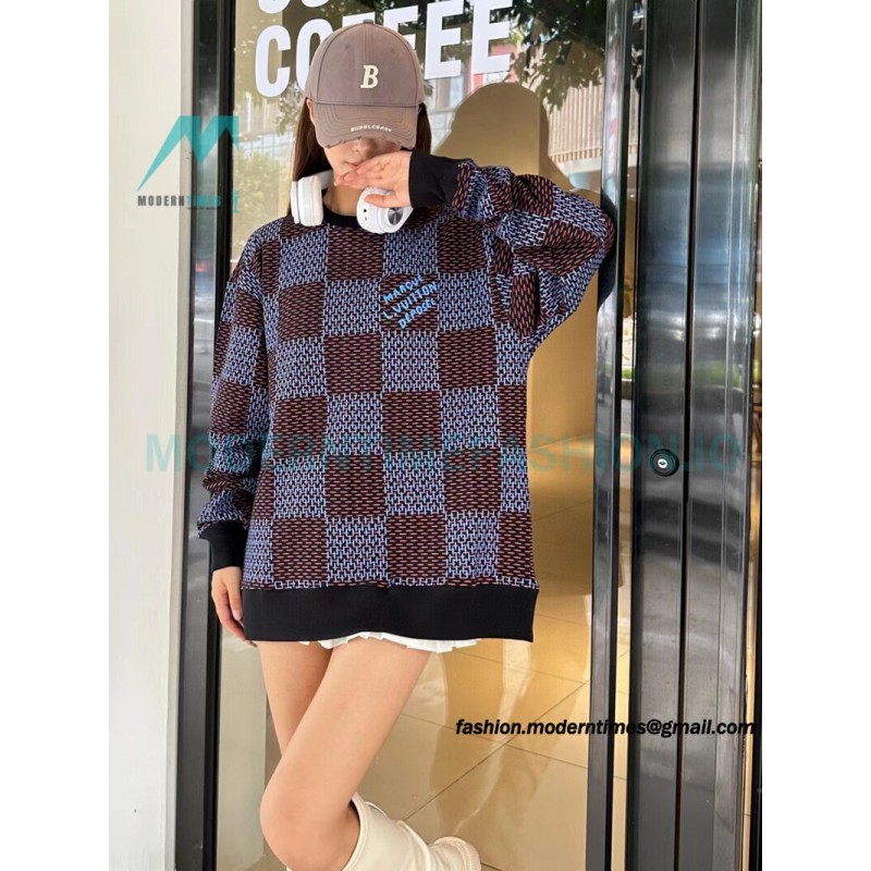 Louis Vuitton - 23FW Checkered Crewneck Hoodie