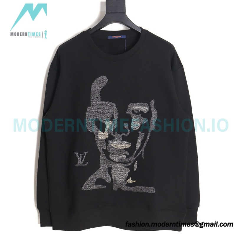 Louis Vuitton - 23FW Face Embroidered Crewneck Hoodie