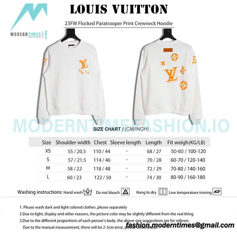Louis Vuitton - 23FW Flocked Paratrooper Print Crewneck Hoodie