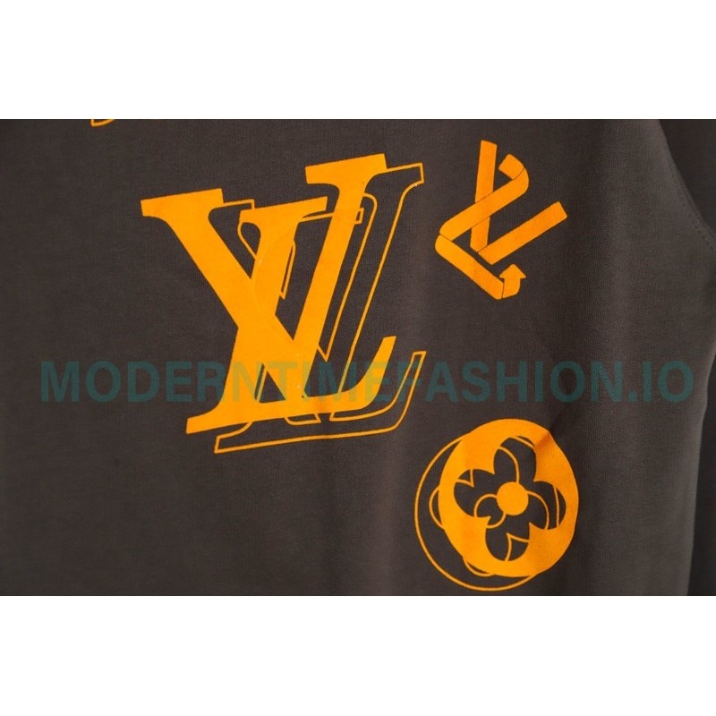 Louis Vuitton - 23FW Flocked Paratrooper Print Crewneck Hoodie