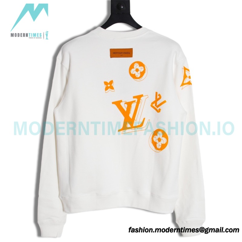 Louis Vuitton - 23FW Flocked Paratrooper Print Crewneck Hoodie
