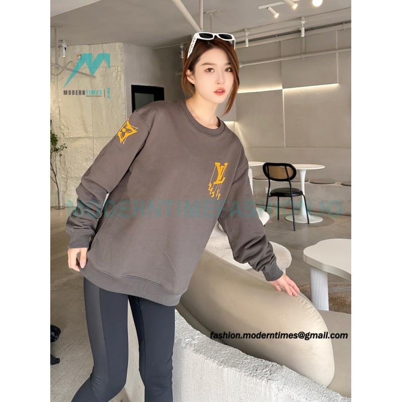 Louis Vuitton - 23FW Flocked Paratrooper Print Crewneck Hoodie