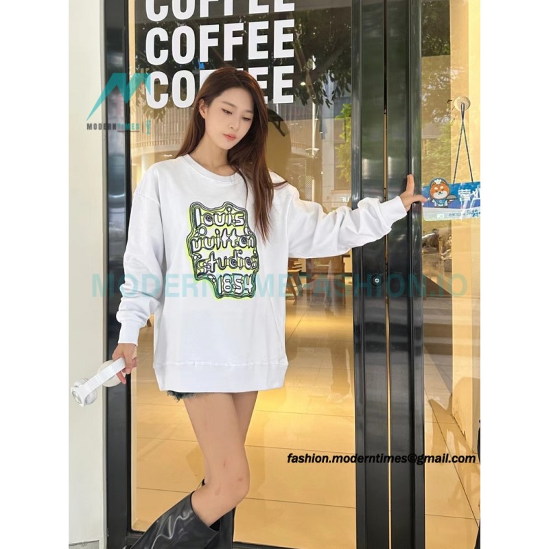 Louis Vuitton - 23ss Geometric Style Embroidered Cotton Crewneck Hoodie
