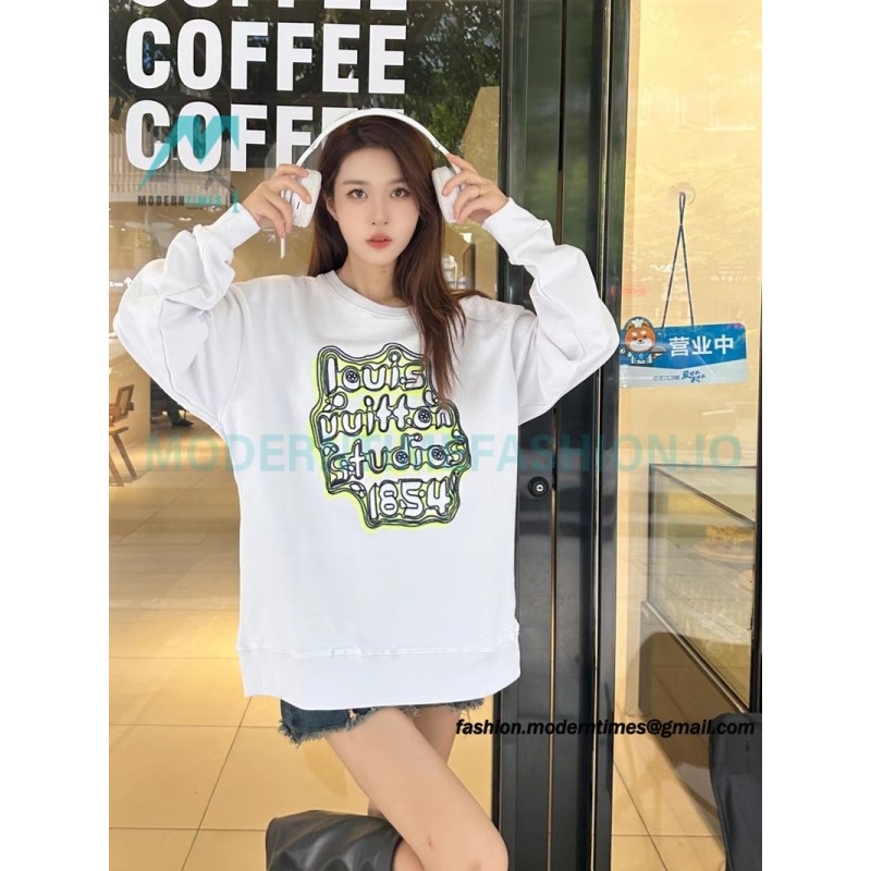 Louis Vuitton - 23ss Geometric Style Embroidered Cotton Crewneck Hoodie