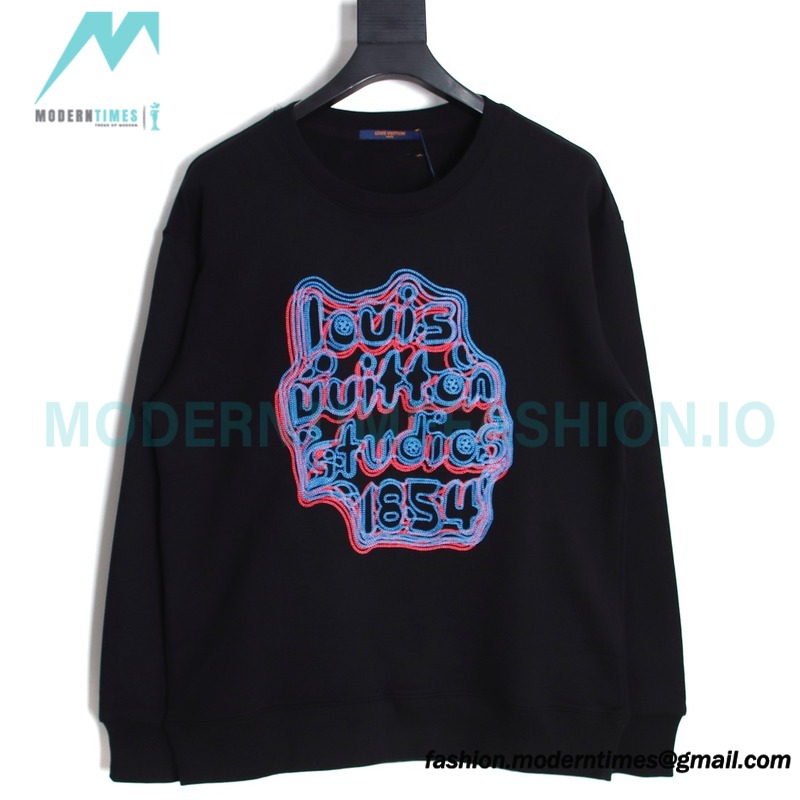 Louis Vuitton - 23ss Geometric Style Embroidered Cotton Crewneck Hoodie