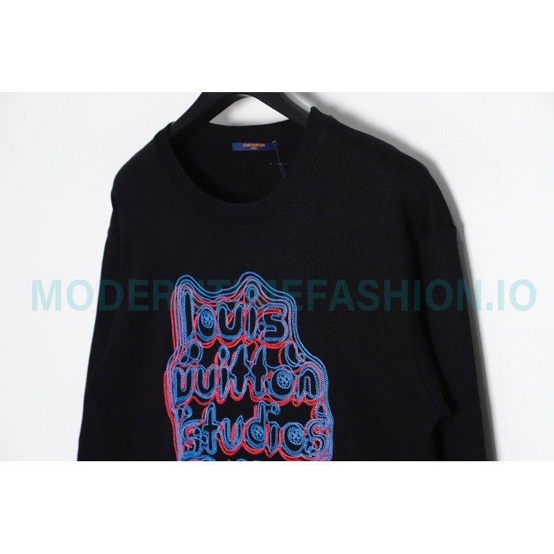 Louis Vuitton - 23ss Geometric Style Embroidered Cotton Crewneck Hoodie