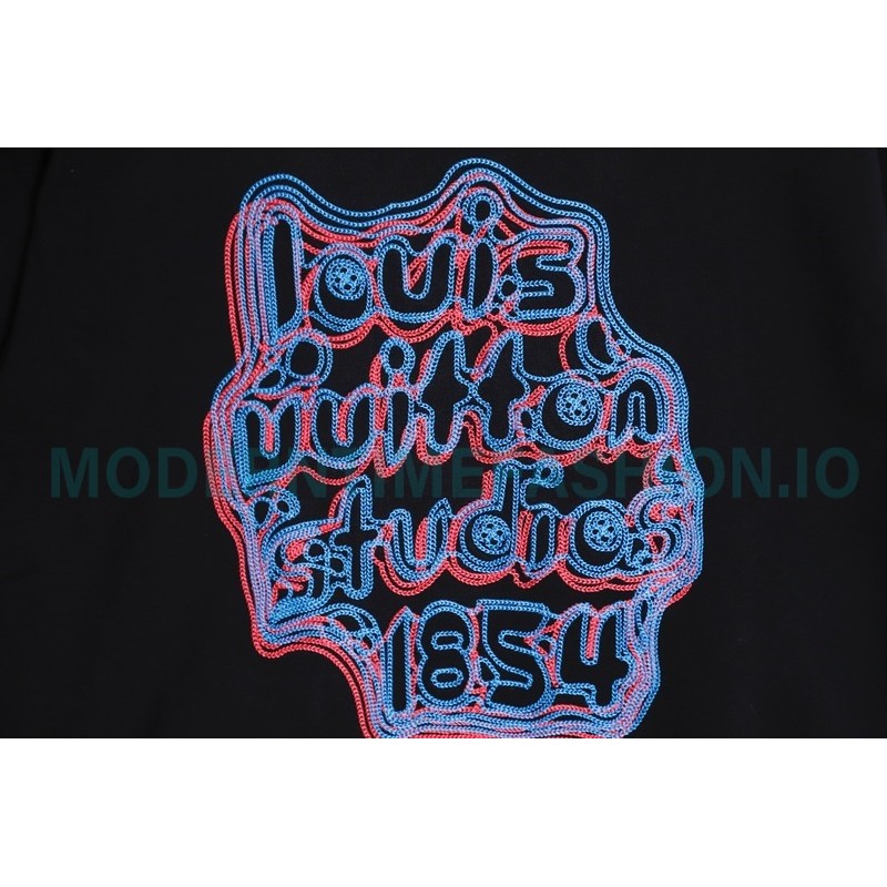 Louis Vuitton - 23ss Geometric Style Embroidered Cotton Crewneck Hoodie