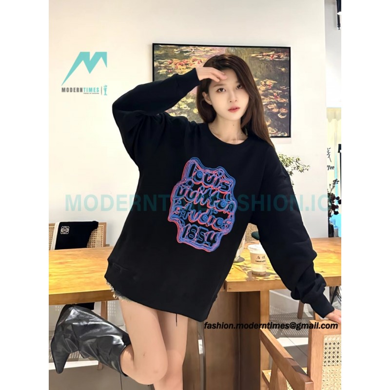 Louis Vuitton - 23ss Geometric Style Embroidered Cotton Crewneck Hoodie