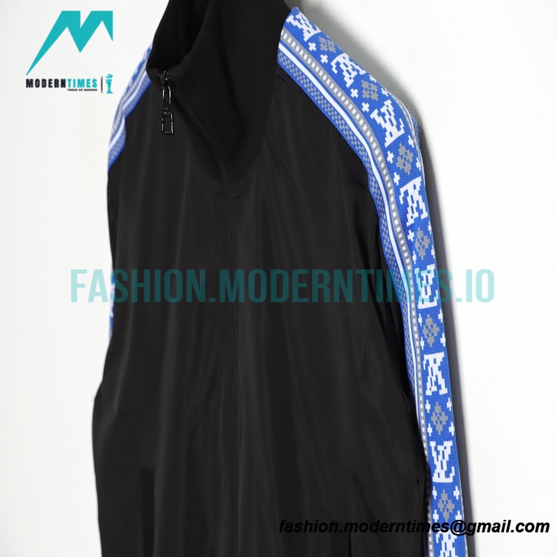 Louis Vuitton - 23ss Fair Isle Blue Ribbon Striped Sport Suit Stand-up Collar Coat