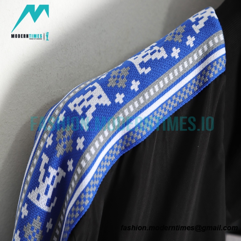 Louis Vuitton - 23ss Fair Isle Blue Ribbon Striped Sport Suit Stand-up Collar Coat
