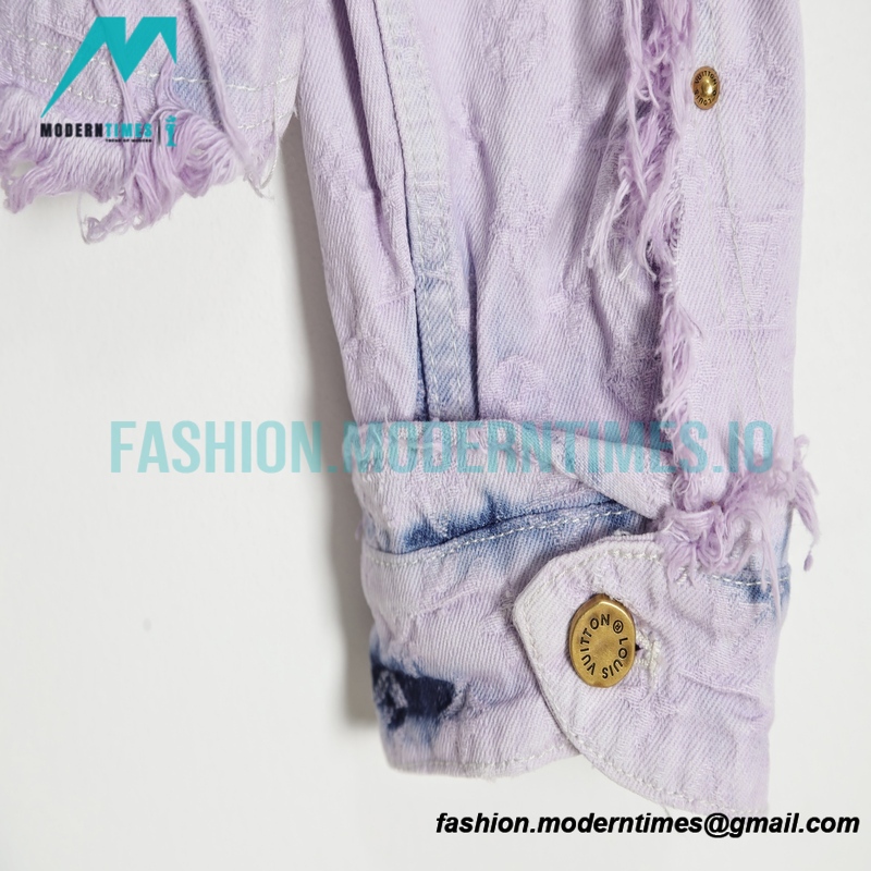 Louis Vuitton - 23SS Washed Fringed Denim Coat In Purple