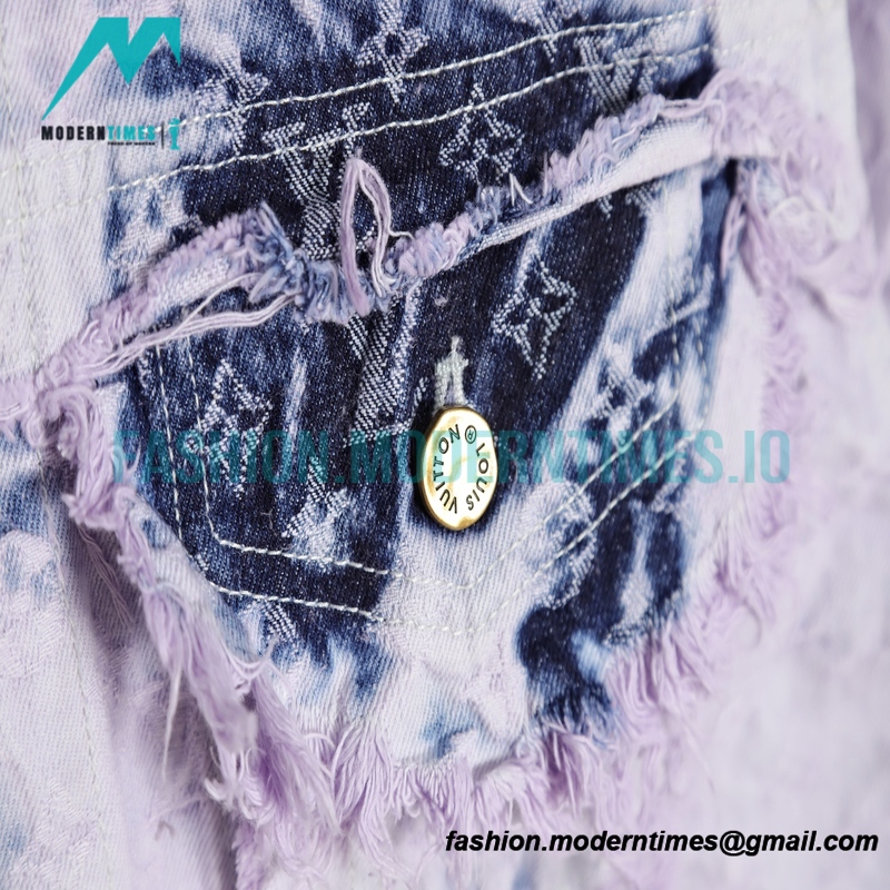Louis Vuitton - 23SS Washed Fringed Denim Coat In Purple