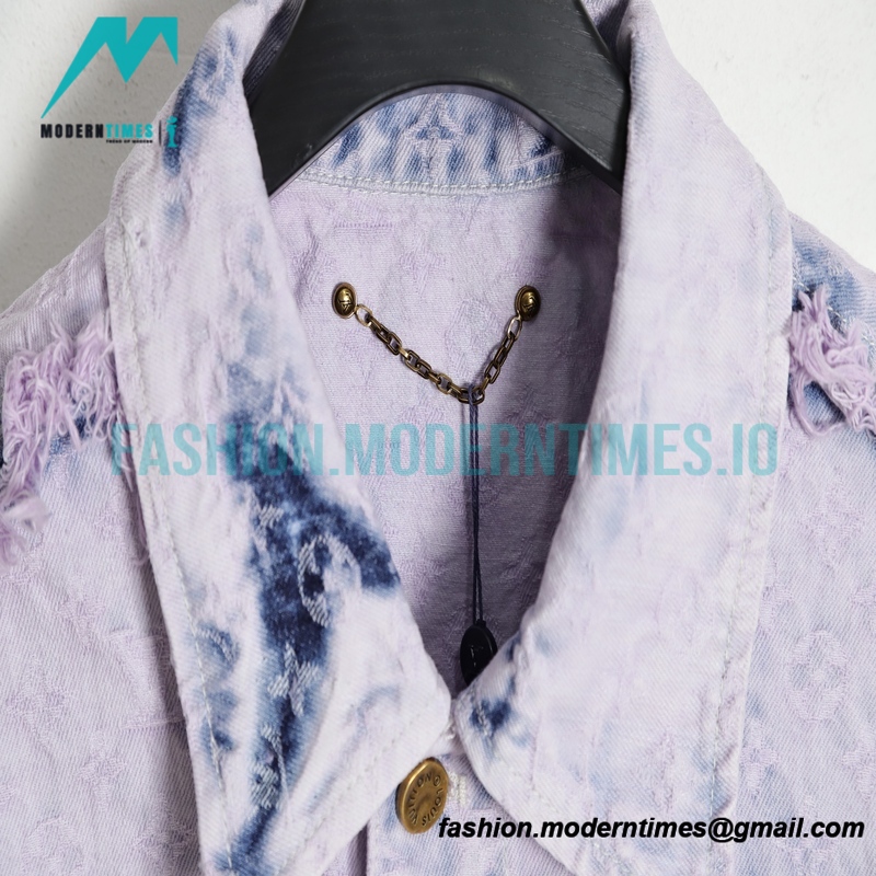 Louis Vuitton - 23SS Washed Fringed Denim Coat In Purple