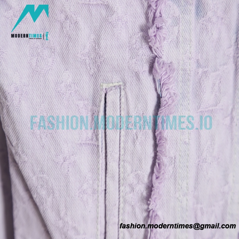 Louis Vuitton - 23SS Washed Fringed Denim Coat In Purple
