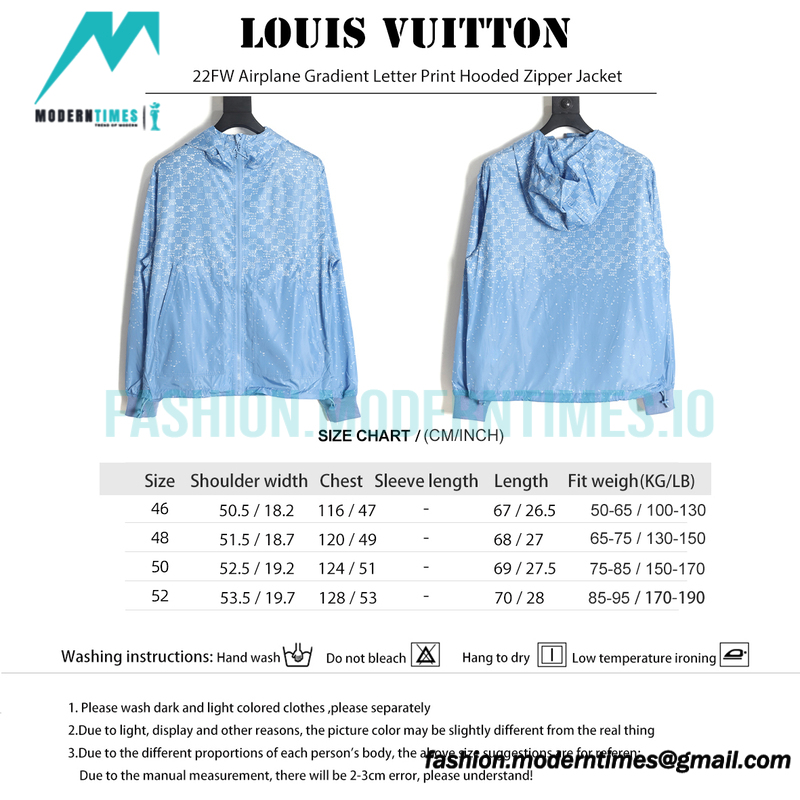 Louis Vuitton - 22FW Airplane Gradient Letter Print Hooded Zipper Jacket