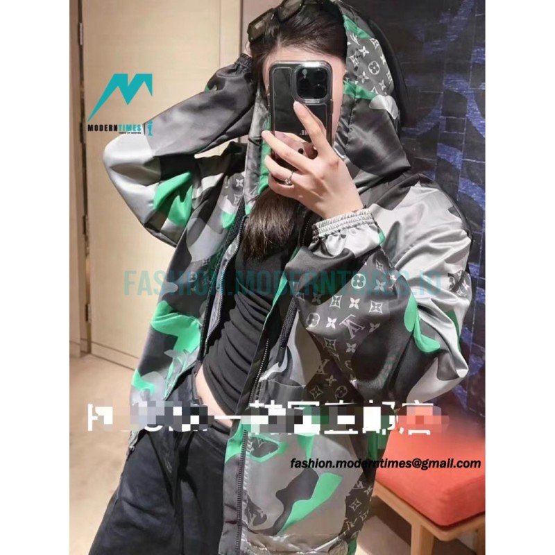 Louis Vuitton - 23FW New Early Fall Heavy Print Hooded Long-sleeved Coat