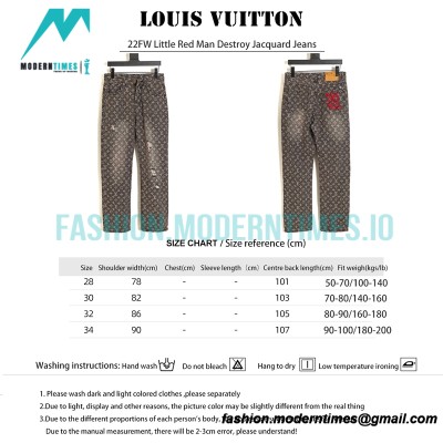 Louis Vuitton - 22FW Little Red Man Destroy Jacquard Jeans