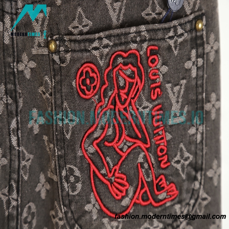 Louis Vuitton - 22FW Little Red Man Destroy Jacquard Jeans
