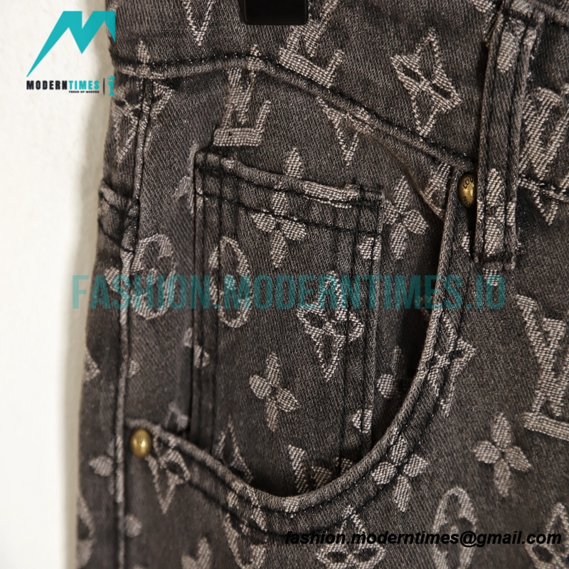 Louis Vuitton - 22FW Little Red Man Destroy Jacquard Jeans