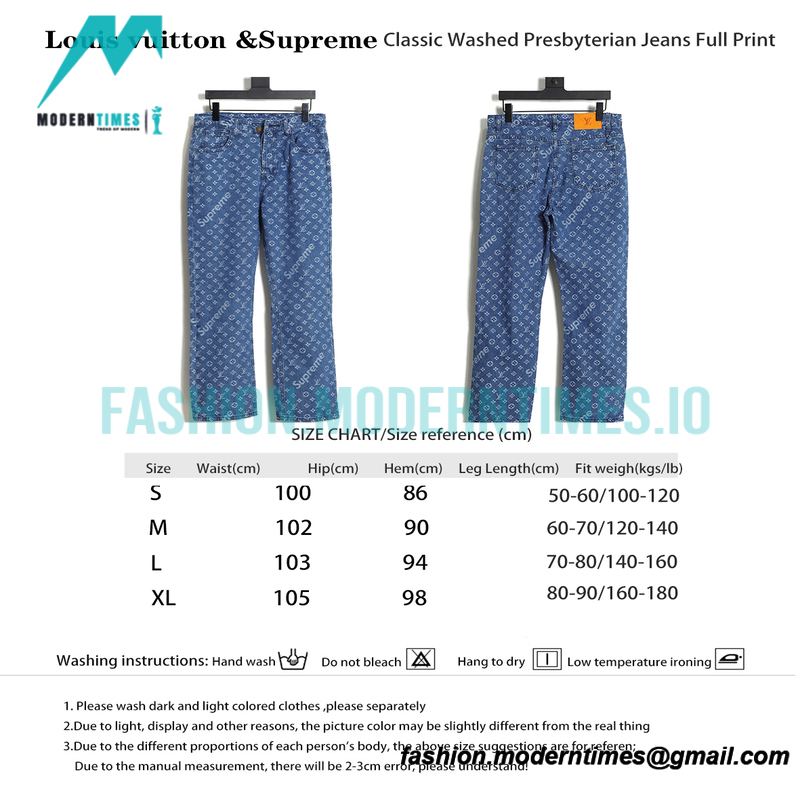 Louis Vuitton - Amp - Supreme Classic Washed Presbyterian Jeans Full Print