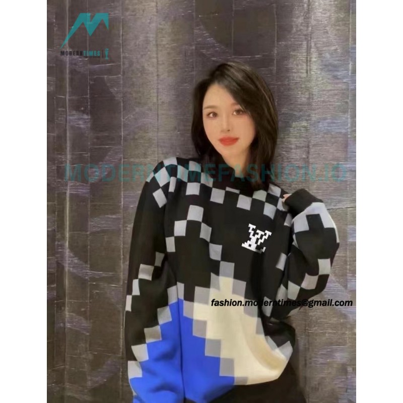 Louis Vuitton - 23FW Check Mosaic crewneck sweater