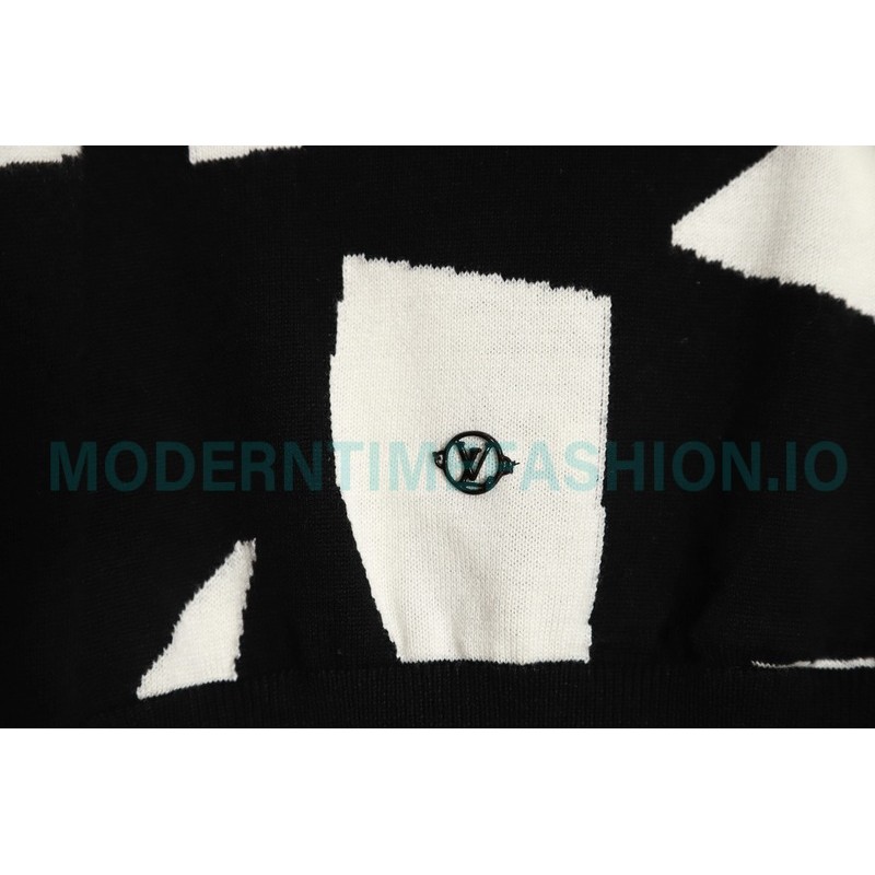 Louis Vuitton - 23FW Black And White Geometric Crewneck Sweater