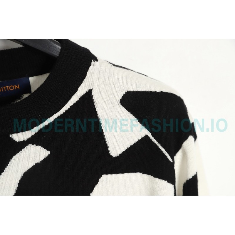 Louis Vuitton - 23FW Black And White Geometric Crewneck Sweater