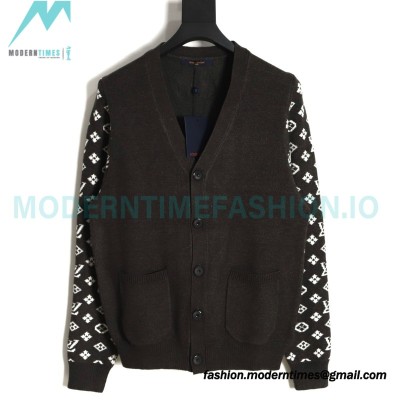 Louis Vuitton - 23FW Monogram Jacquard Single-breasted Long-sleeved Sweater Cardigan