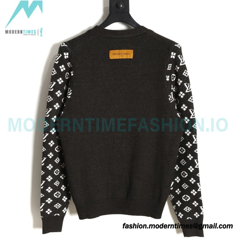 Louis Vuitton - 23FW Monogram Jacquard Single-breasted Long-sleeved Sweater Cardigan