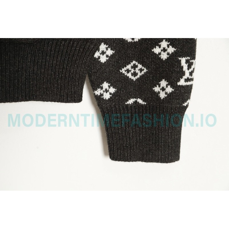 Louis Vuitton - 23FW Monogram Jacquard Single-breasted Long-sleeved Sweater Cardigan