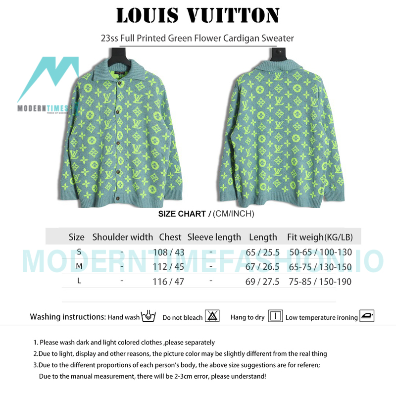 Louis Vuitton - 23ss Full Printed Green Flower Cardigan Sweater