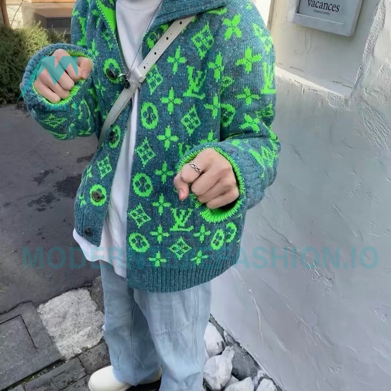 Louis Vuitton - 23ss Full Printed Green Flower Cardigan Sweater