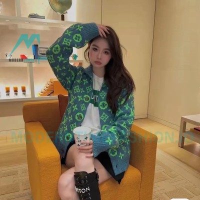 Louis Vuitton - 23ss Full Printed Green Flower Cardigan Sweater