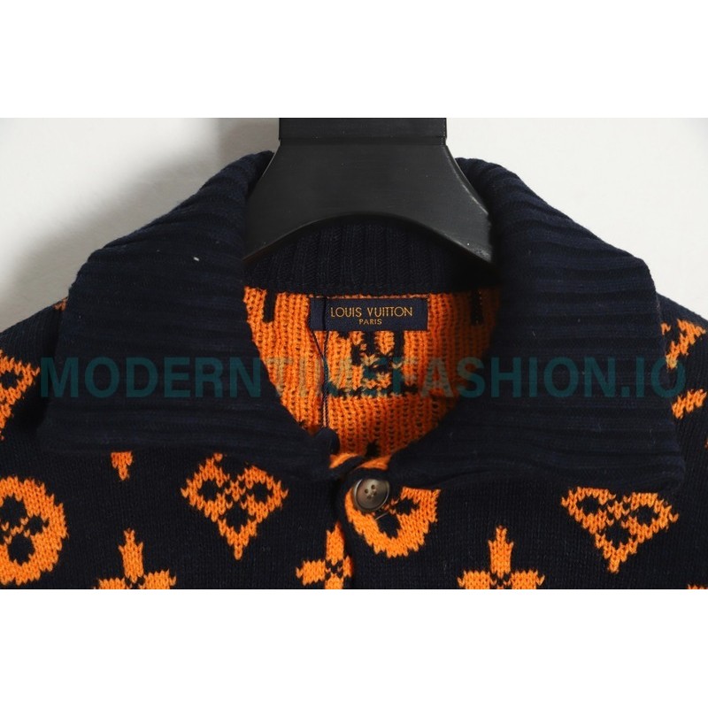  Louis Vuitton - 23ss Printed Black And Orange Cardigan Sweater