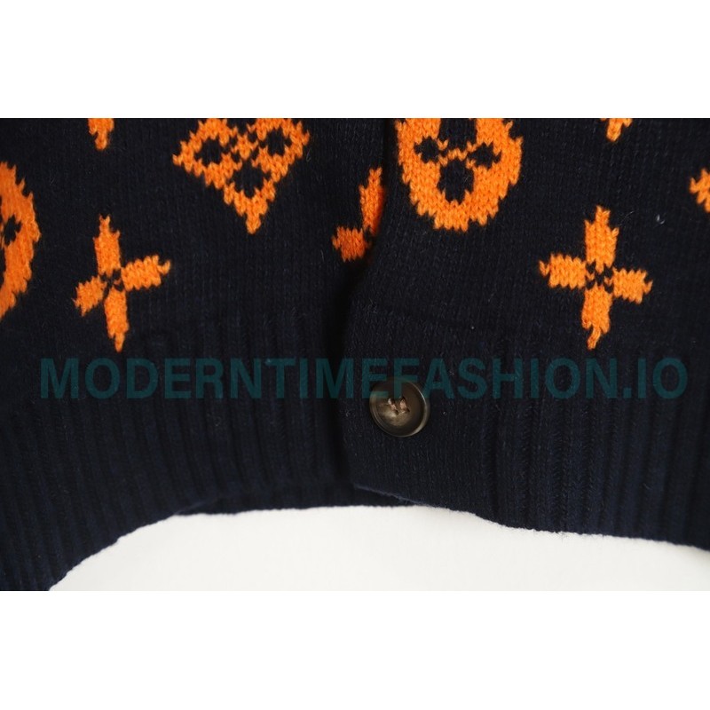  Louis Vuitton - 23ss Printed Black And Orange Cardigan Sweater